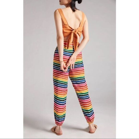 NEW Anthropologie FARM Rio Rainbow Stripe Joggers Track Lounge Pants X-Small - Picture 3 of 4